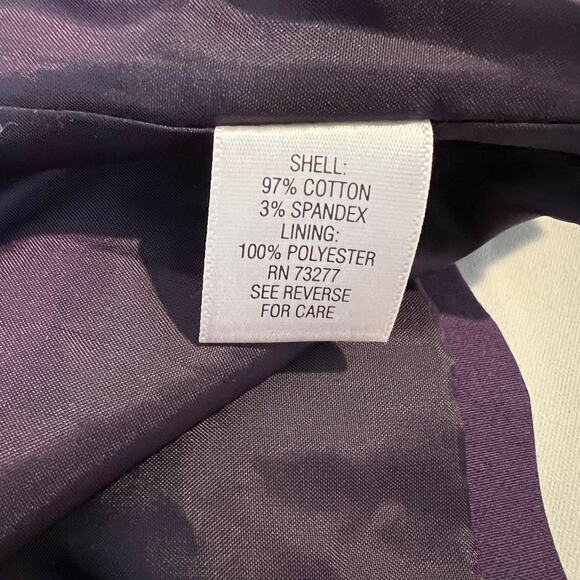 Elle Snap Front Peplum Jacket Women's S Purple Plum 3/4 Sleeve Peter Pan Collar - Picture 5 of 12